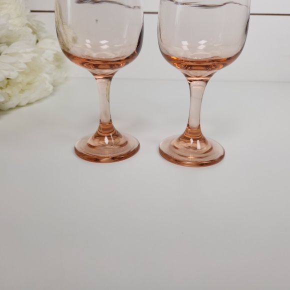 Vintage Pink Hurricane Depression Wine Glass Set of 2, Goblet, Art Deco, Retro - Picture 6 of 8